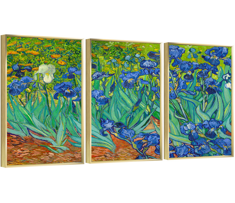 Art mural encadré en aluminium Van Gogh, Doré, H 16,3 po x l 36,3 po x P 1,65 po