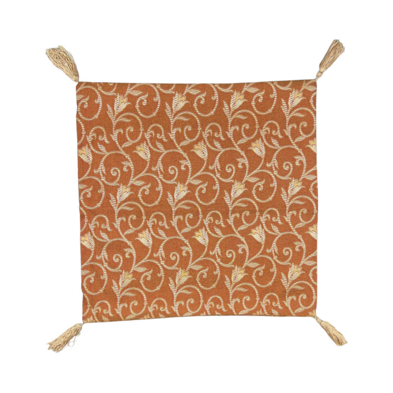 Aloise Floral Square Cushion, Orange/White, 40cmH x 40cmW