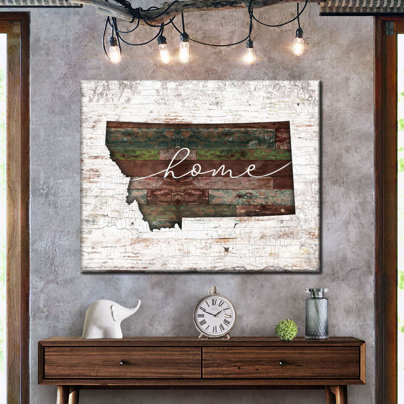 "Montana Home Map On Canvas", art textuel, H 12 po x l 15 po x P 1,25 po