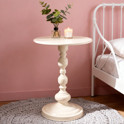 Elegant Round Accent end Table with Turned Pedestal Base
