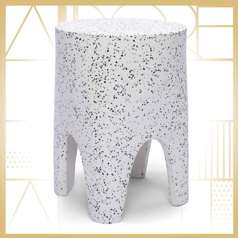 Martini White and Gray Terrazzo Round End Table
