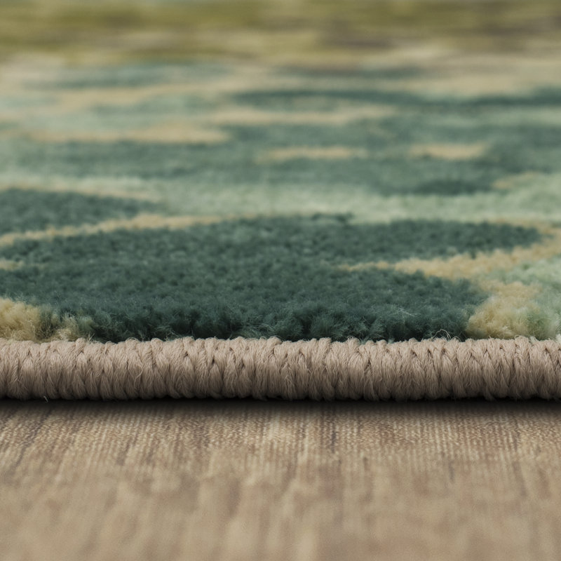 SantaCruz Blue/Green Traditional Floral Area Rug, Rectangle 1'8" x 2'10"