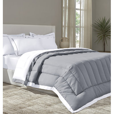 P/Kaufmann Home Furrow Brilliant White & New Grey Reversible Cotton Comforter Set