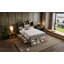 Grand lit plateforme avec tête de lit à rangement et 8 tiroirs, gris-661552594-661552592