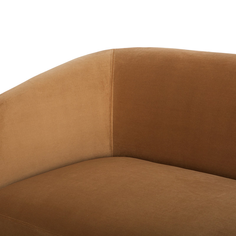 Faye 2 - Piece Chaise Sectional, Camel Faux Mohair, Right Hand Facing