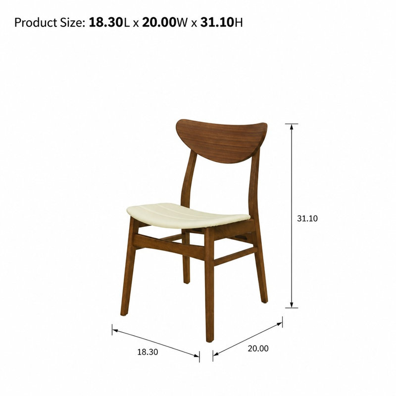 Ensemble de 2 chaises de salle à manger de style Mid-Century avec structure robuste et assise rembourrée confortable