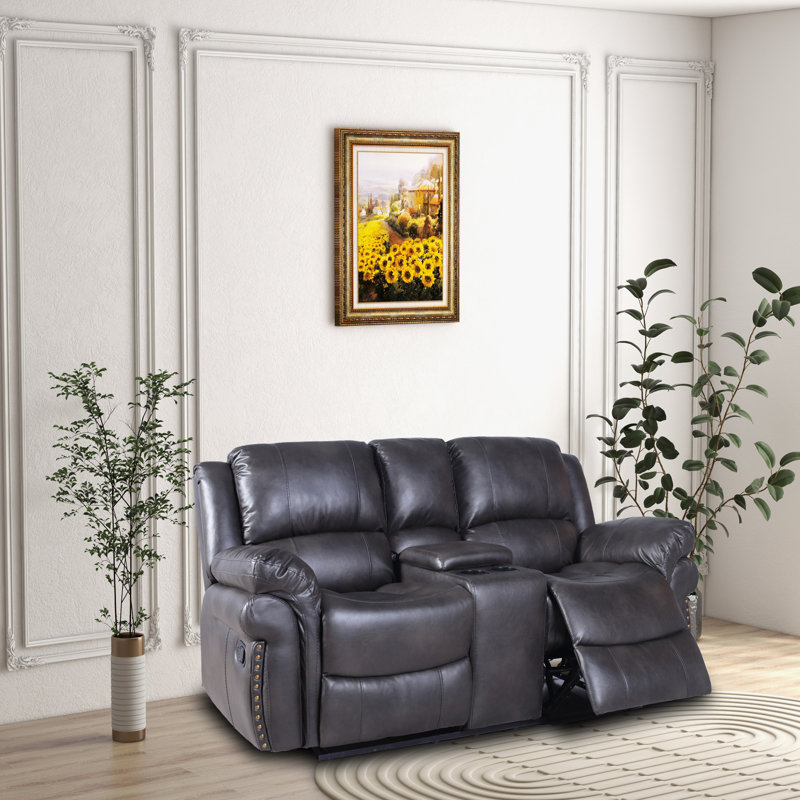 Causeuse de salon en similicuir Bargesa, Gris