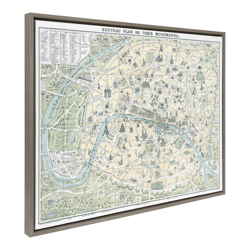 «Nouveau Plan De Paris» par Corinna Buchholz of Piddix, reproduction d'art sur toile encadrée