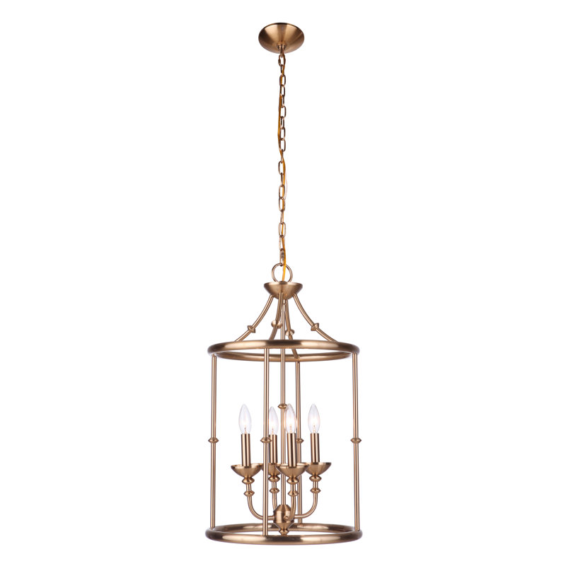 Lustre tambour 4 lumières Amoi, Laiton satiné