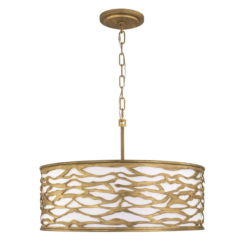 Kato Convertible Semi-Flush/Pendant - 24"W X 11"H - Havana Gold, Gold
