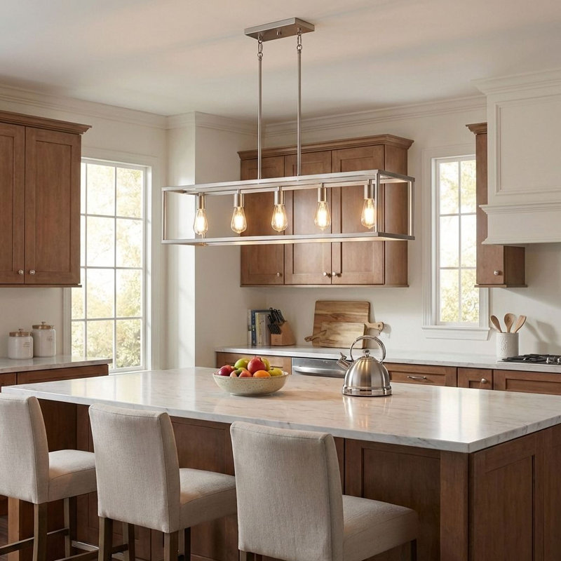 New Harbor 5-Light Brushed Nickel Island Light