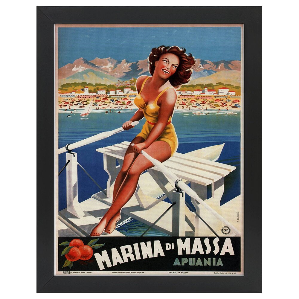 Leinwandbild Vintage Tourist Poster Marina Di Massa