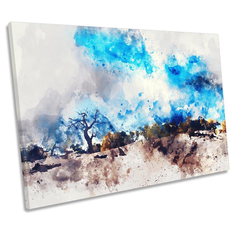 Abstract Blue Landscape Desert - Wrapped Canvas Print, 30.5cm H x 45.7cm W x 2cm D