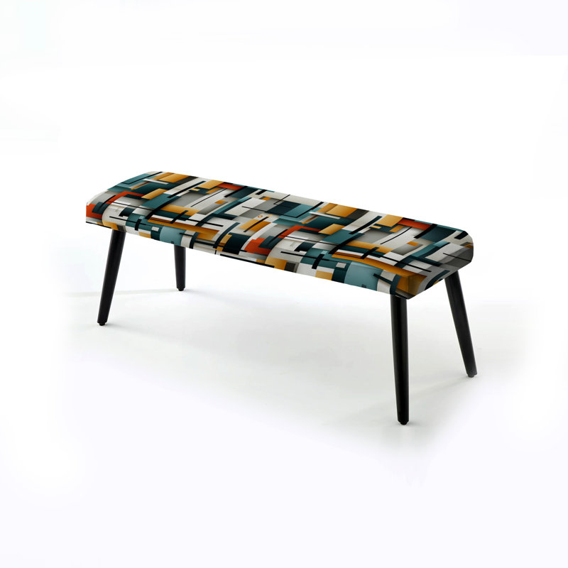 Motif géométrique cubique Metropolitan - Banc rembourré géométrique noir