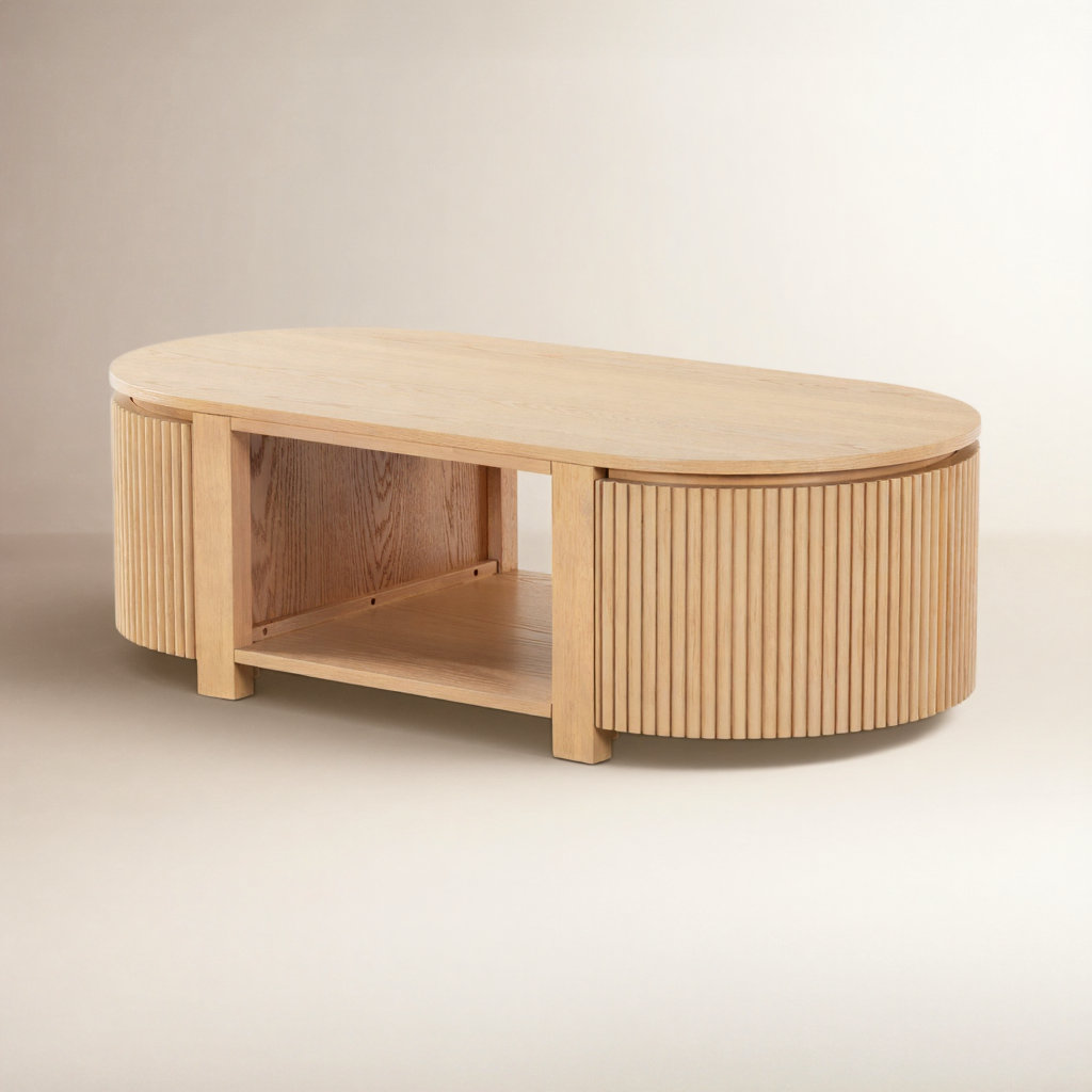 Christy 25" Oval Coffee Table, Oak