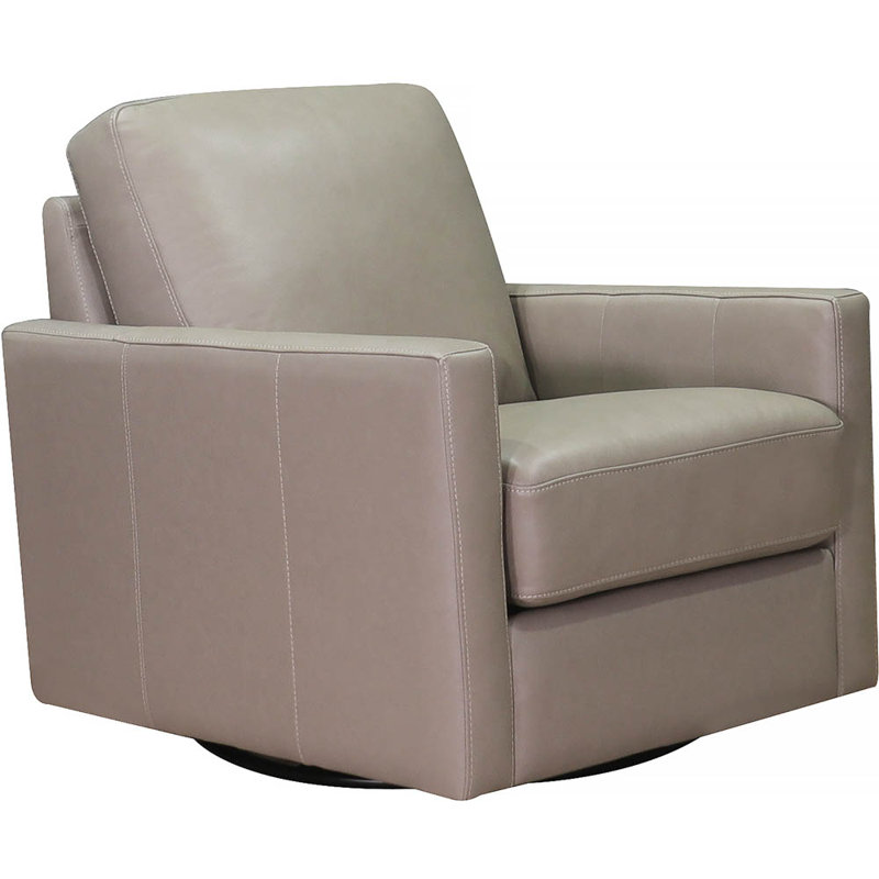 Chaise pivotante en cuir Vara, Cuir véritable gris pierre Dillon