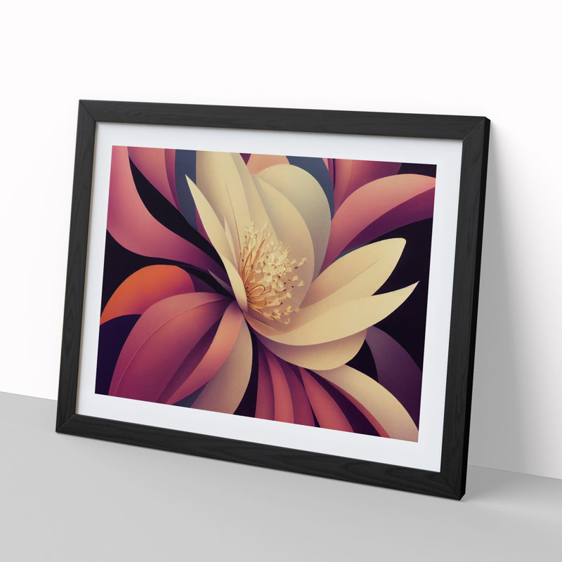 Cosmopolitan Modern Flower - Single Picture Frame Print, 46cm H x 64cm W x 2cm D, Black Framed