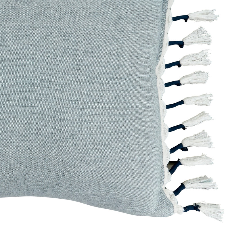 Chambray Rectangular Cotton Tassel Throw Pillow