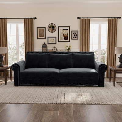 Chesterfield Sofa,93.7" King Pull Out Sofa Bed,3-In-1 Velvet Convertible Sleeper Sofa With Nailhead Trim & Rolled Arm,Multi-Functional Sofa Bed For Living Room,Bedroom(Old Sku:W1885S00039)