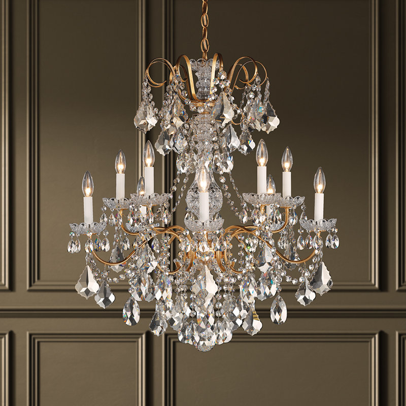 New Orleans 10 - Light Chandelier, Black Pearl, Clear Heritage