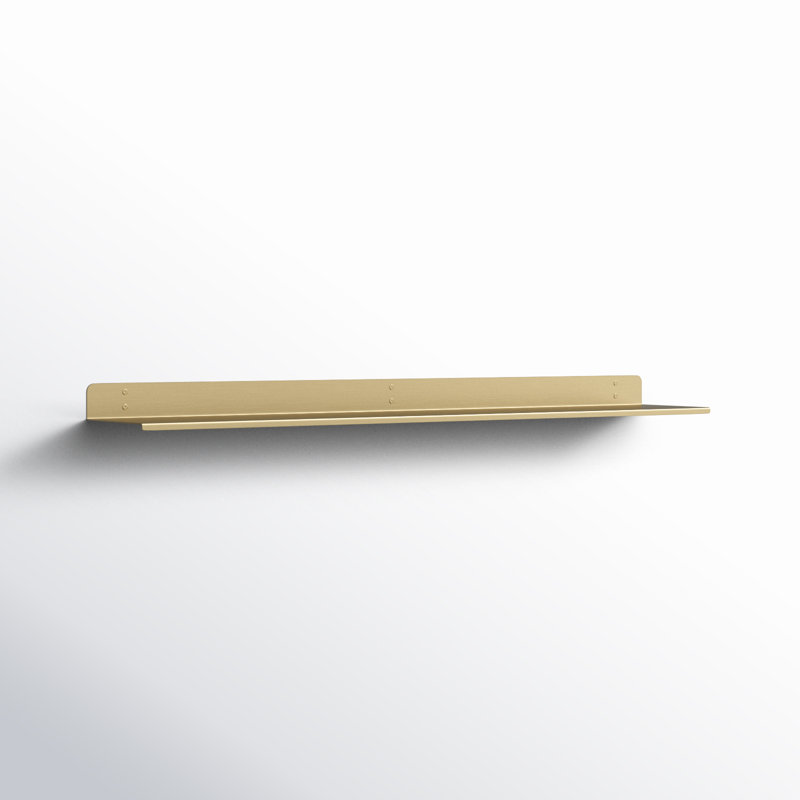 Maja Metal Wall Mounted Floating Display Shelf, Gold, 2" H x 36" W x 6" D