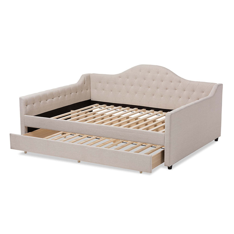 Freya Upholstered Daybed, Queen, Light Beige
