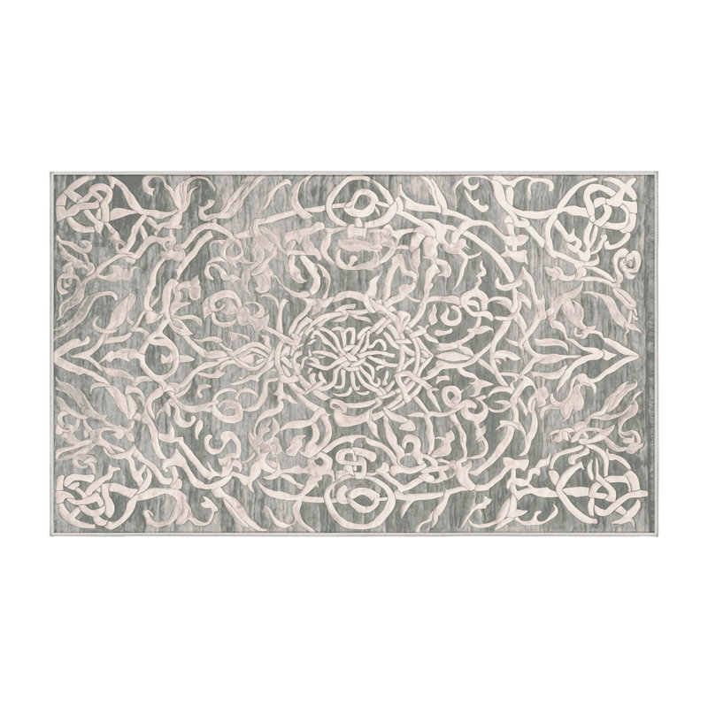 Machine Washable Beige Area Rug, Rectangle 5' x 8'