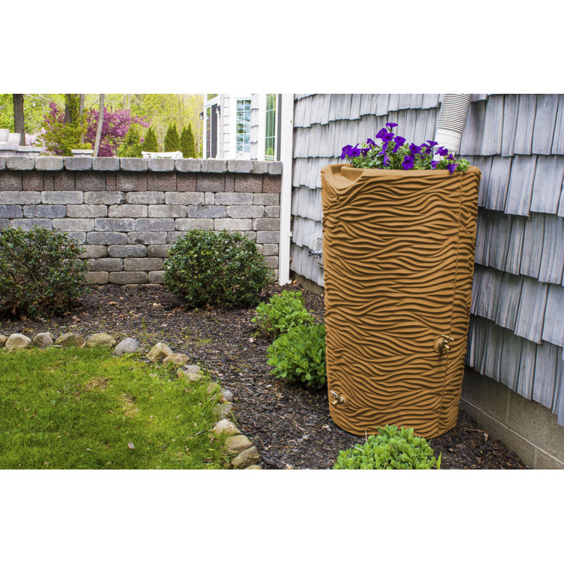 Terra Cotta 65-Gallon Palm Texture Rain Barrel Planter