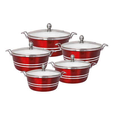 SQ Professional Metallic 5 - Piece Non-Stick Aluminium Cookware Set- Induction Ready