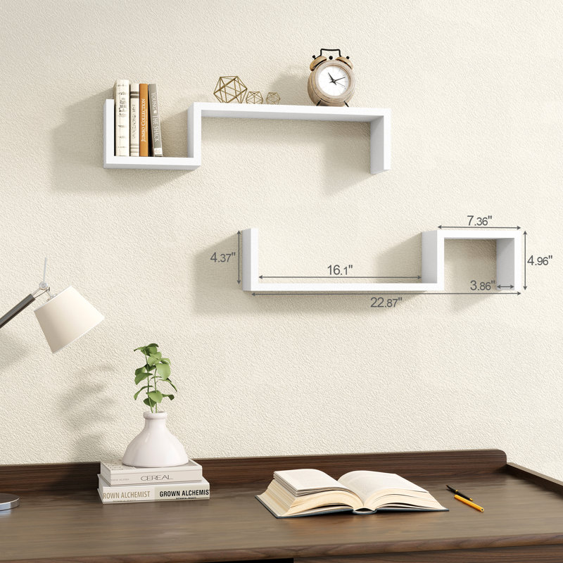 2 Piece Wall Accent Shelf, White