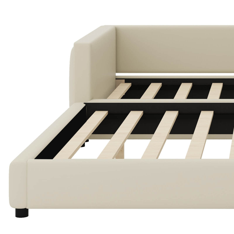 Upholstered Platform Bed Available In Queen And Twin XL Sizes, Beige