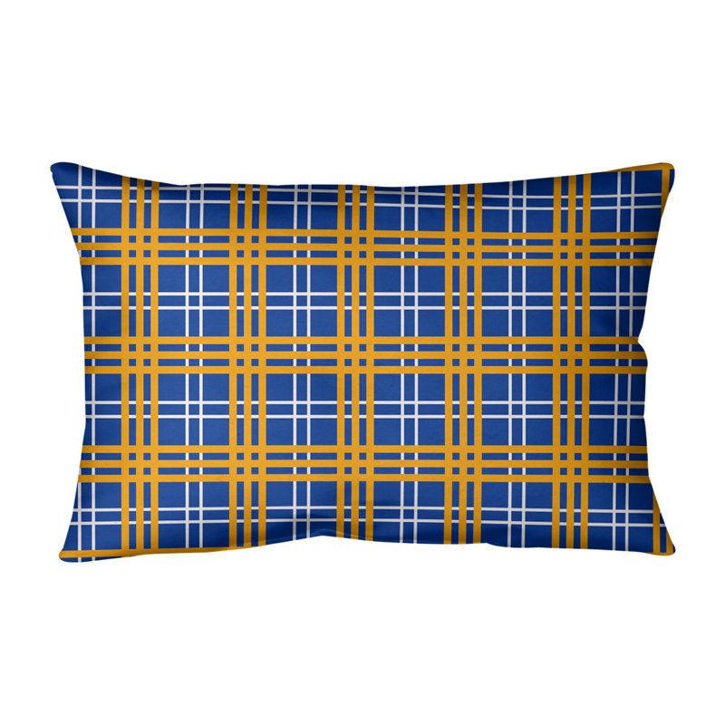 Housse de coussin et insert rectangulaires Luxury, Bleu / Blanc / Doré, Polyester sergé