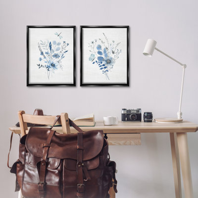 «Blue Dragonfly Flower», ensemble de 2 toiles flottantes encadrées par Janet Tava