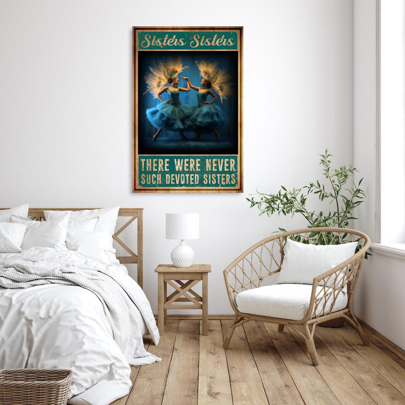 Sœurs sœurs - 1 pièce, reproduction d'art graphique sur toile tendue, H 20 po x l 16 po x P 1,25 po