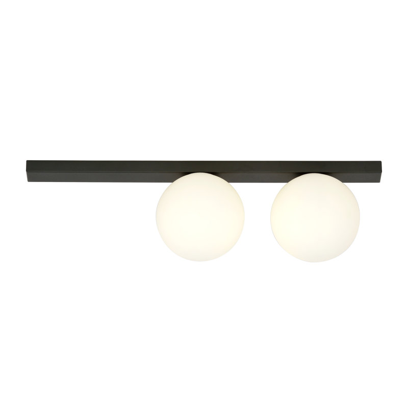 Glass Flush Mount, 21cm H x 50cm W x 20cm D, White