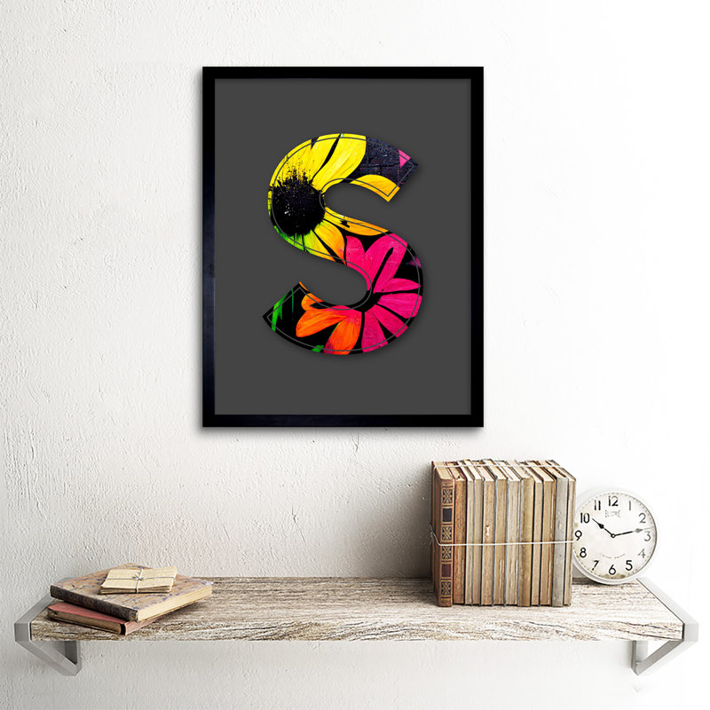Letter S Floral Wall Decorative Graffiti - Single Picture Frame Print