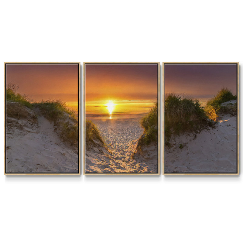 Path to Happiness, reproduction sur toile 3 pièces, H 36 po x l 75 po x P 2 po, Naturel