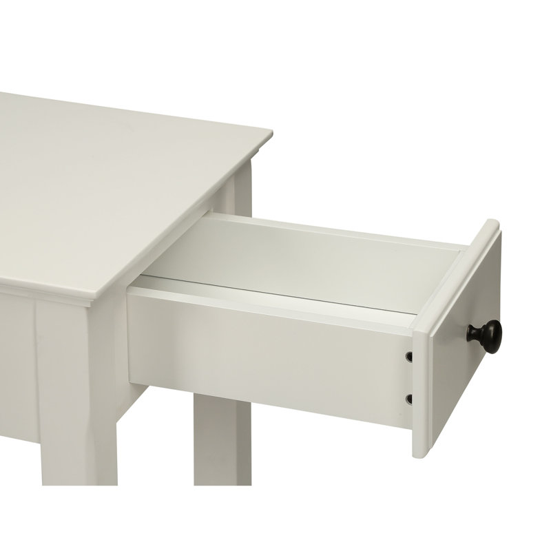 White Finish Rectangular Table With Versatile Storage Options Leg Open And Drawer In