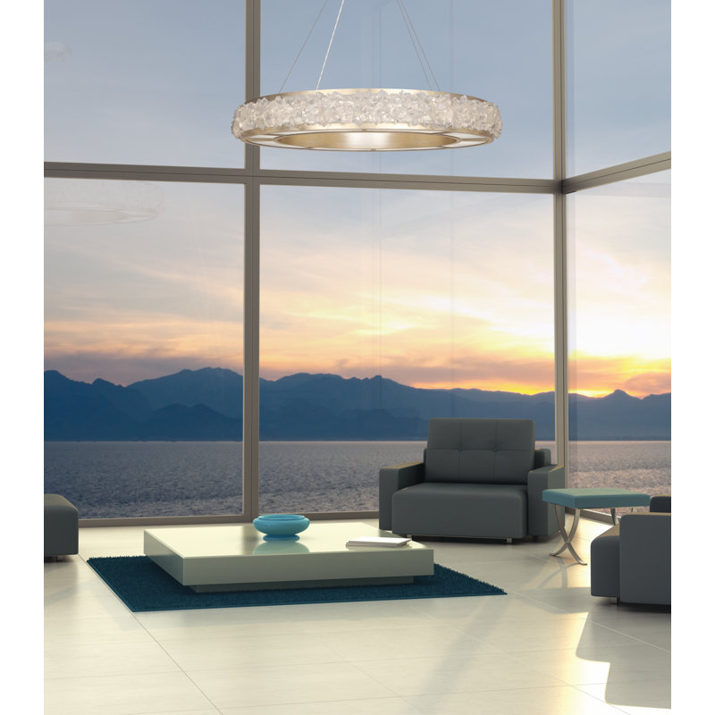 Arctic Halo 16 - Light Chandelier, Platinized Silver Leaf