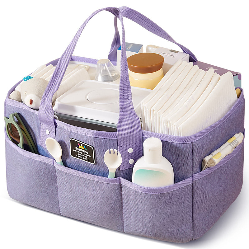 Organisateur de couches portatif avec diviseurs amovibles, rangement pour chambre de bébé grande capacité, Lavender