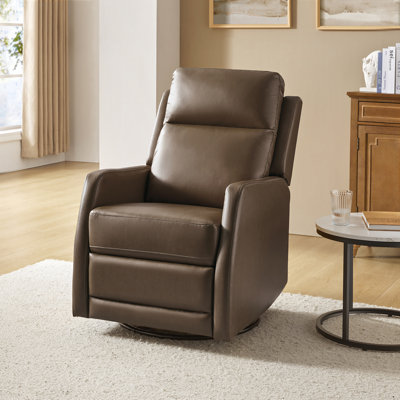 McGuffey Faux Leather Swivel Rocker Recliner with Metal Base