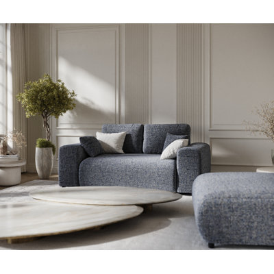 Two-seater square arms loveseat sofa