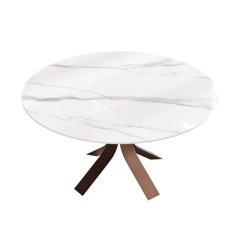 Table de salle à manger Modern, H 29,53 po x L 59,05 po x l 59,05 po, Blanc, Brun