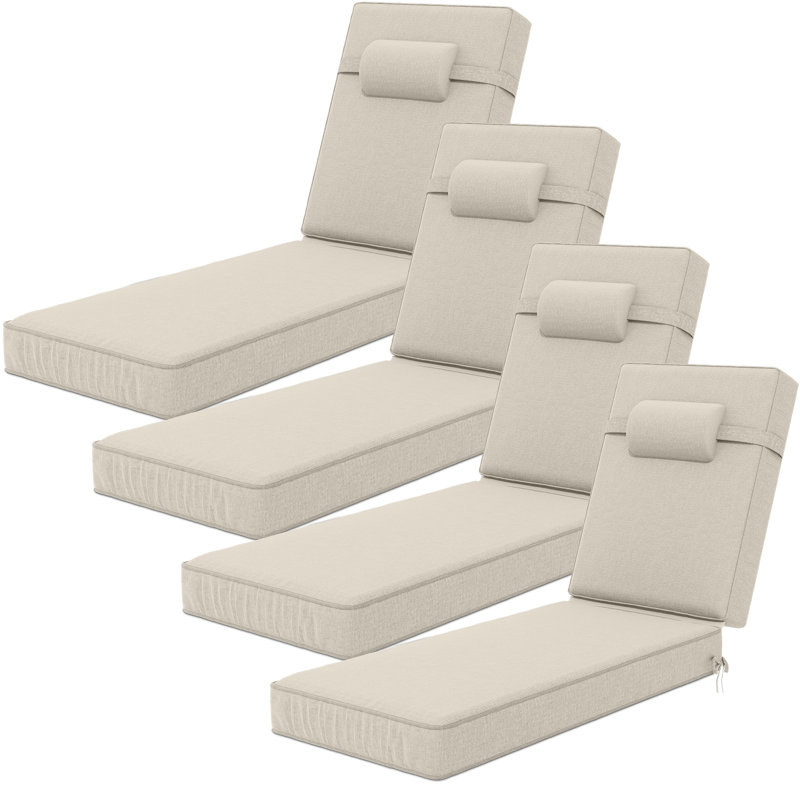 Outdoor Olefin Chaise Lounge Cushions (Set Of 4), Beige, 44" W x 21" D