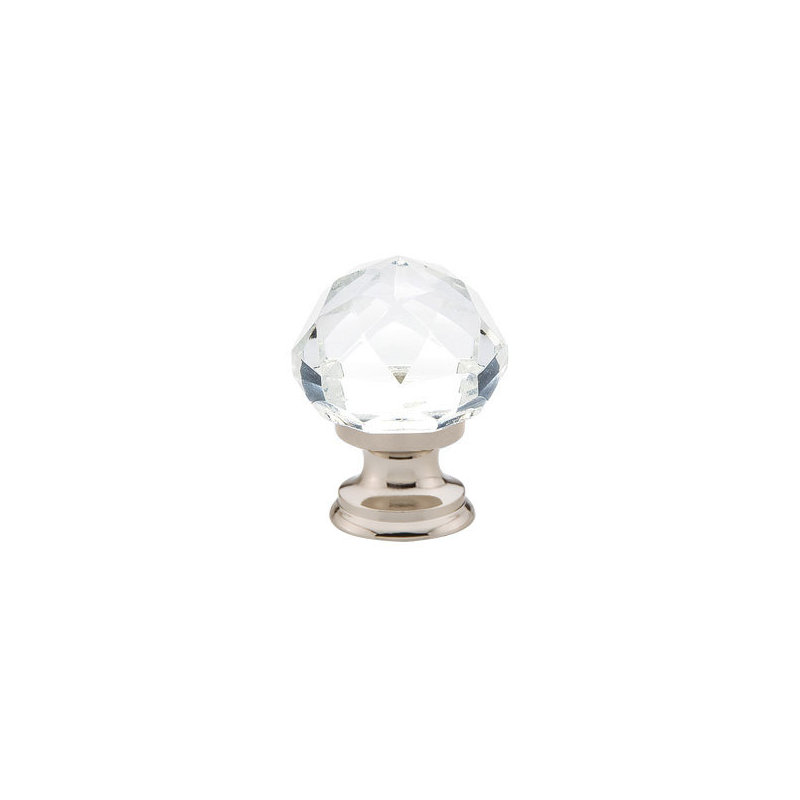 Crystal Round Knob, 1", Pewter