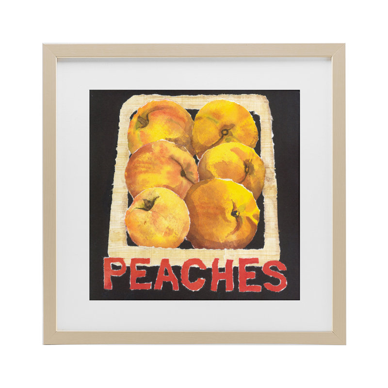 «Collage Garden Peaches», reproduction d'art sous verre encadrée par Nancy Overton, H 13 po x l 13 po