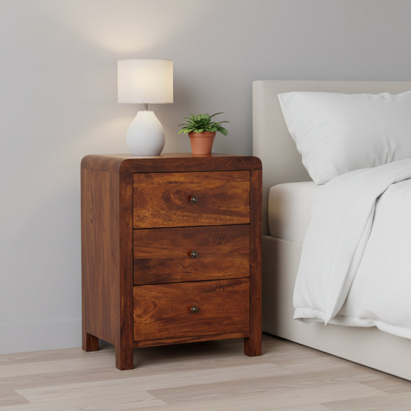 Dockrey 45cm W Solid Wood Bedside Table