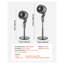 Ventilateur sur pied 9 pouces avec moteur à courant continu, télécommande, 12 vitesses et 4 modes, oscillation à 80 °, ventilateur de plancher à hauteur ajustable pour la maison et la chambre à coucher, gris argenté