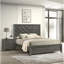 Grand lit à motif géométrique au fini rustique gris avec motif pour chambre à coucher, cadre de style contemporain-129632305