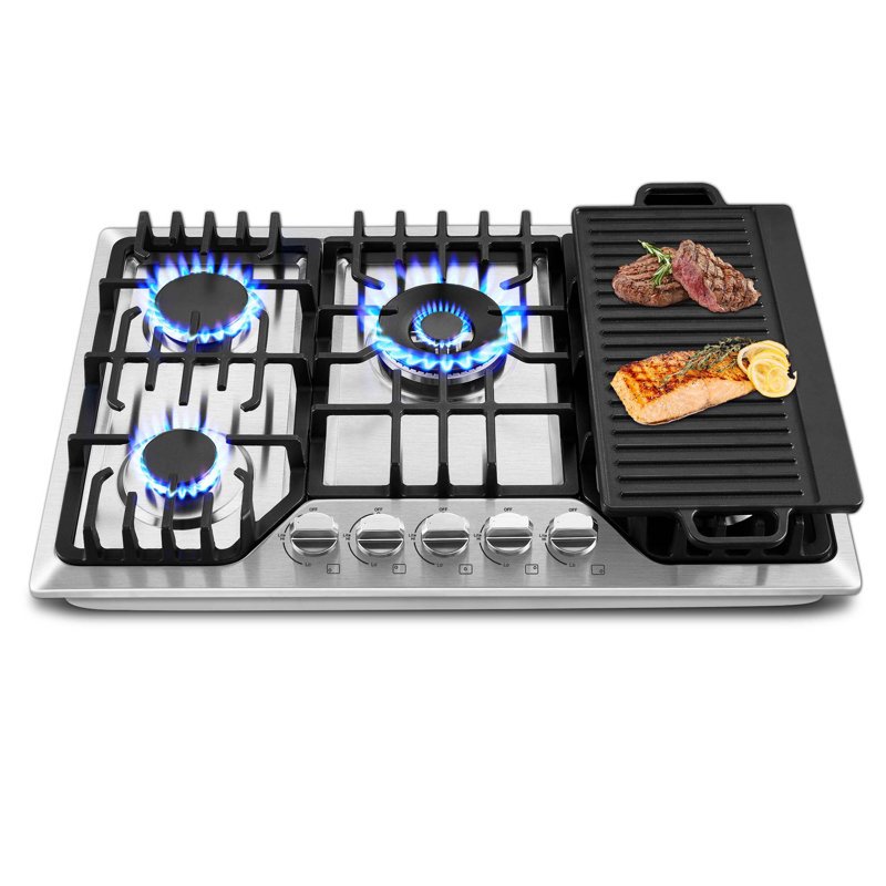 SNDOAS 30" Stainless Steel 5 Burner Cooktop with Dual Size Power Burner